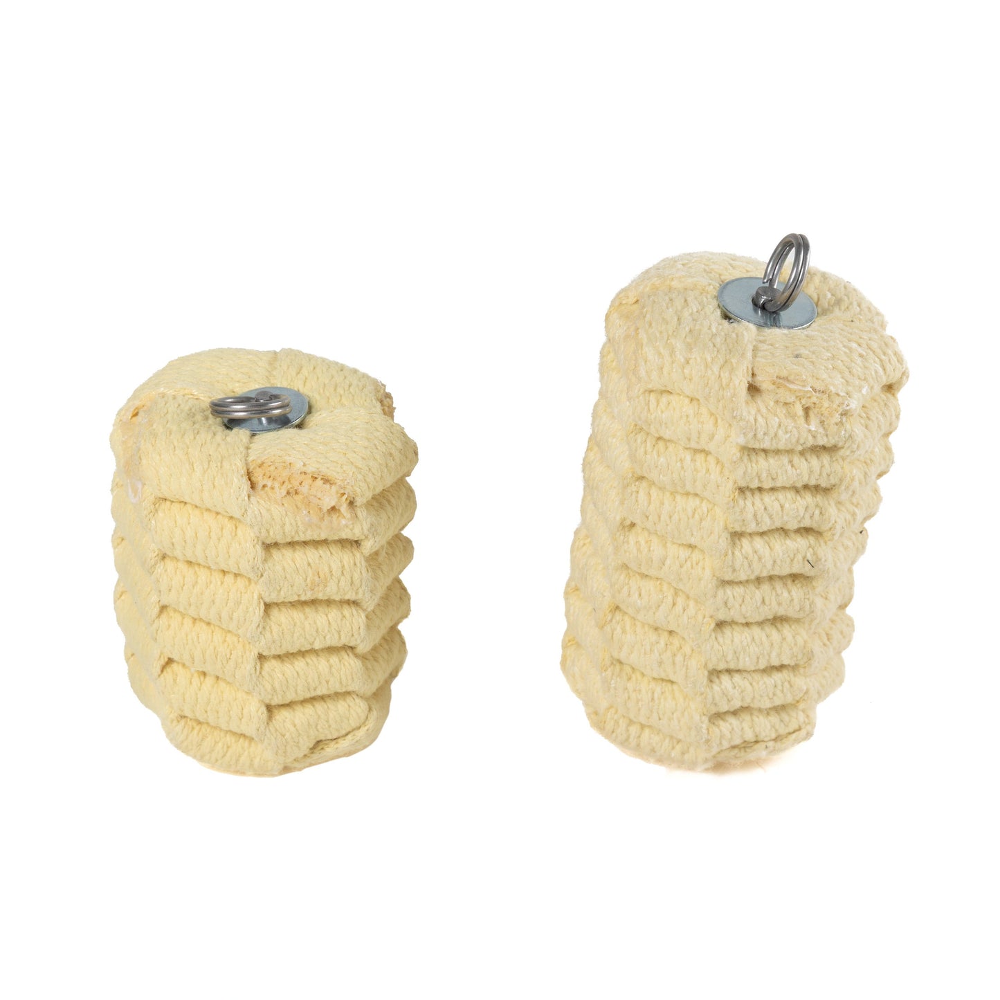 3" Moonblaze Rope Dart Head  next to 4" head, both constructed of Kevlar tape 