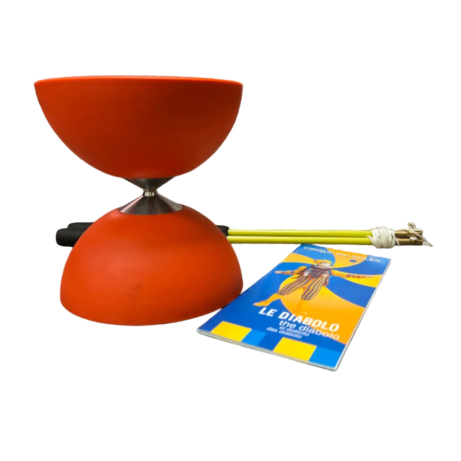 Red, 5" Higgins Brothers Virgo Diabolo with Jive Handsticks and instruction booklets