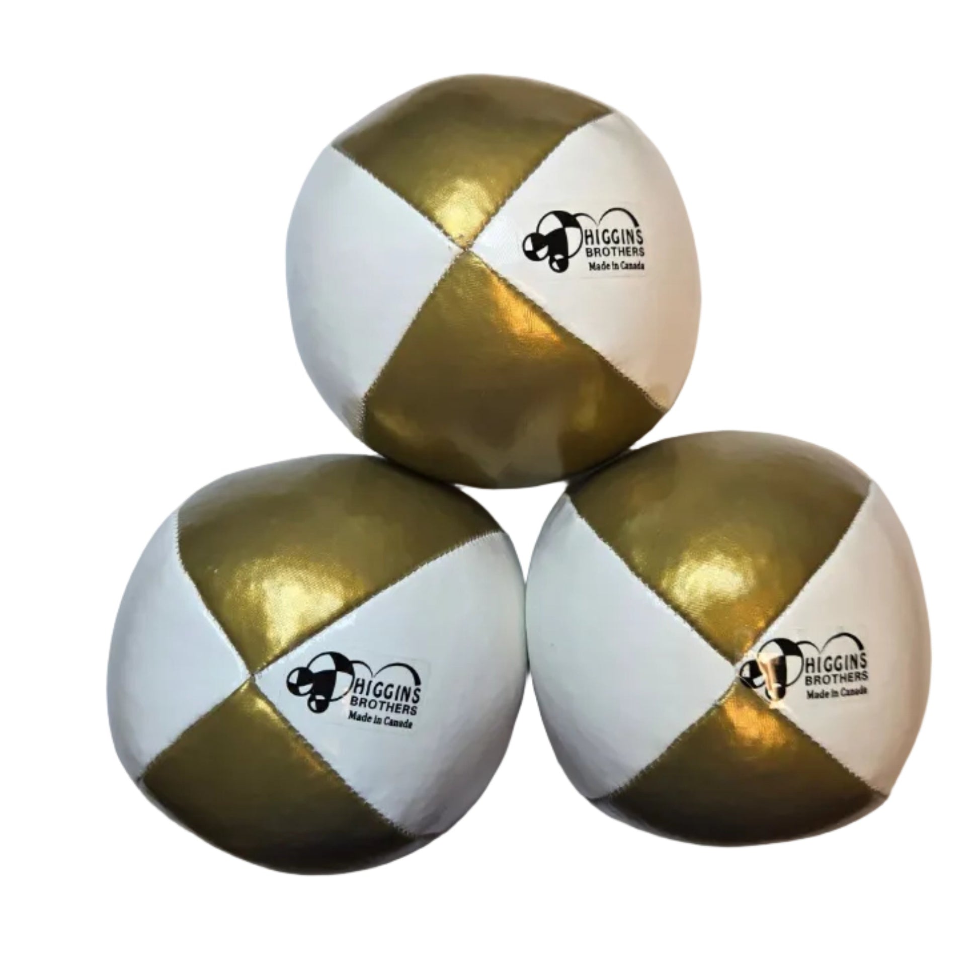 Gold and White Juggling Balls on a white background