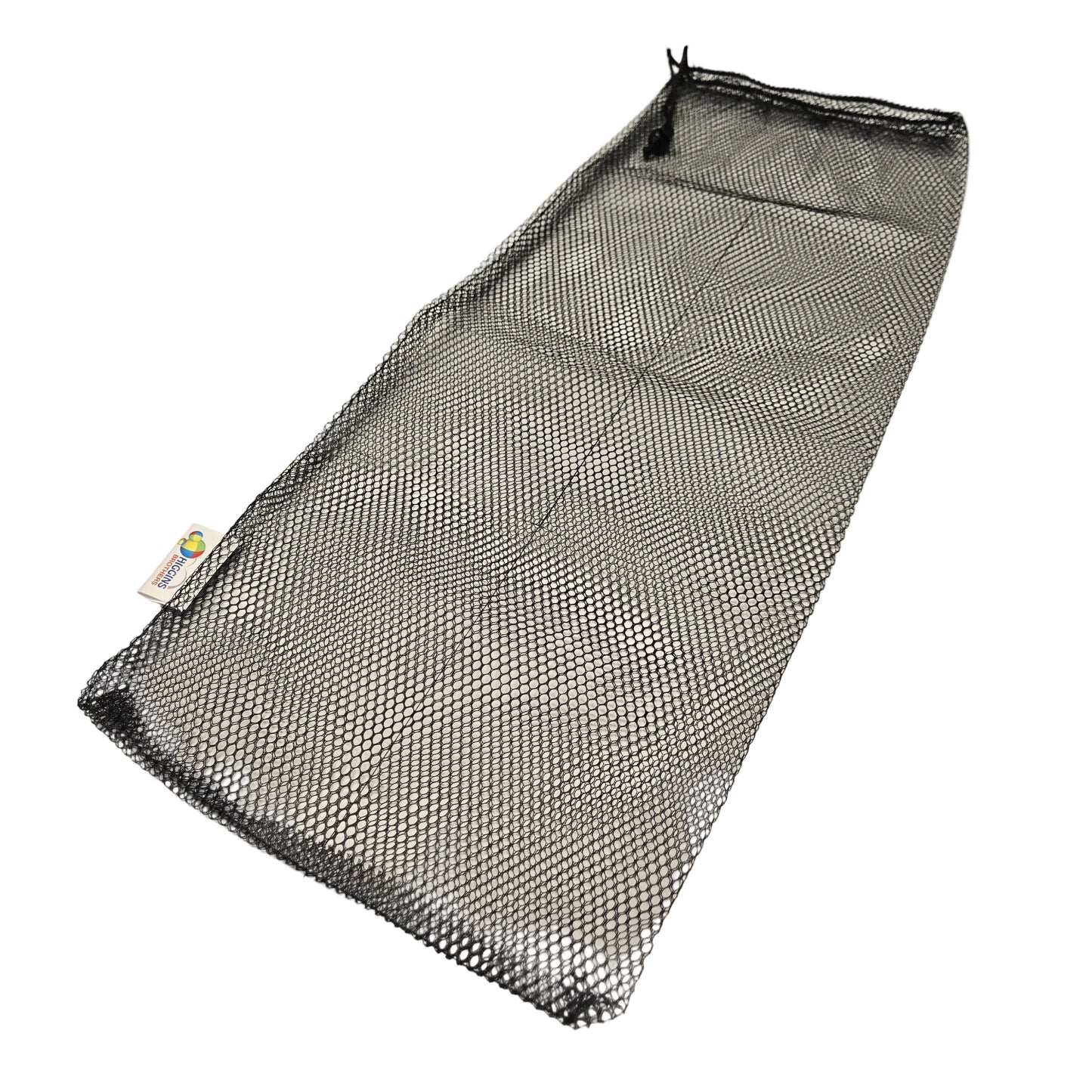 Black, large, mesh prop bag on a white background