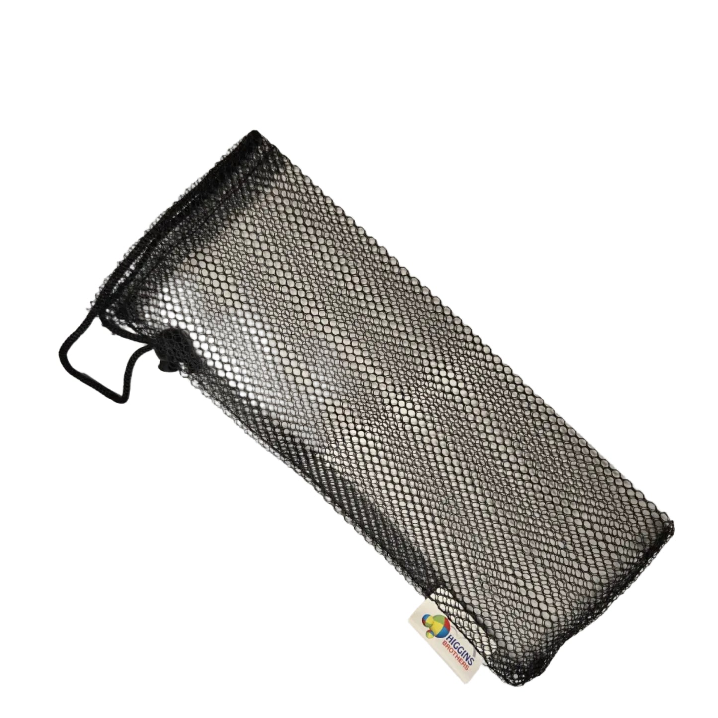 Black mesh bag for HB balls on a white background

