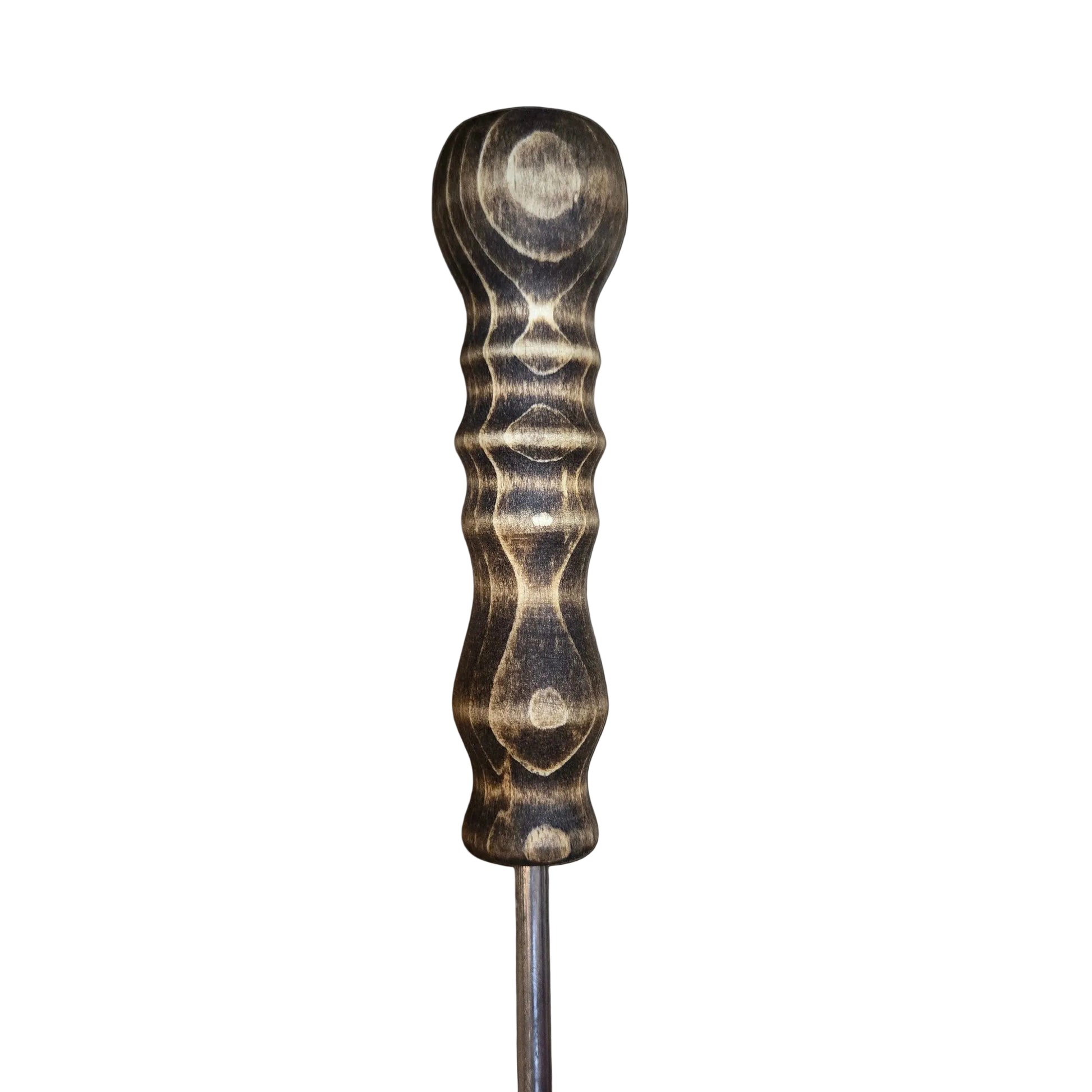Wooden handle on fire-eating torch - custom lathed
