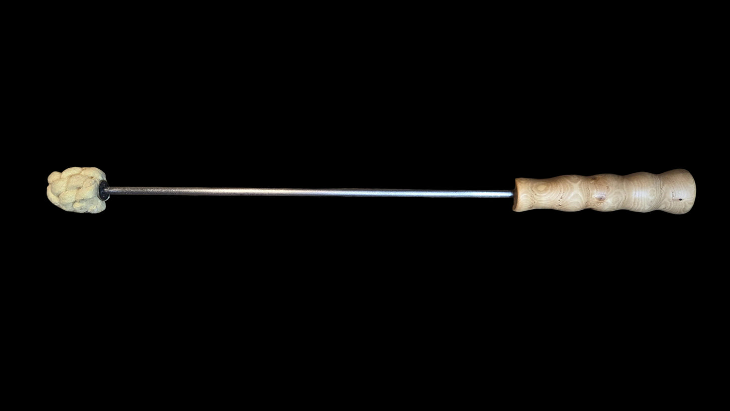 Wooden Handled Fire Eating Torch Cusom Lathed by Crystal Figits and Woven/Assembled by Fire Mecca