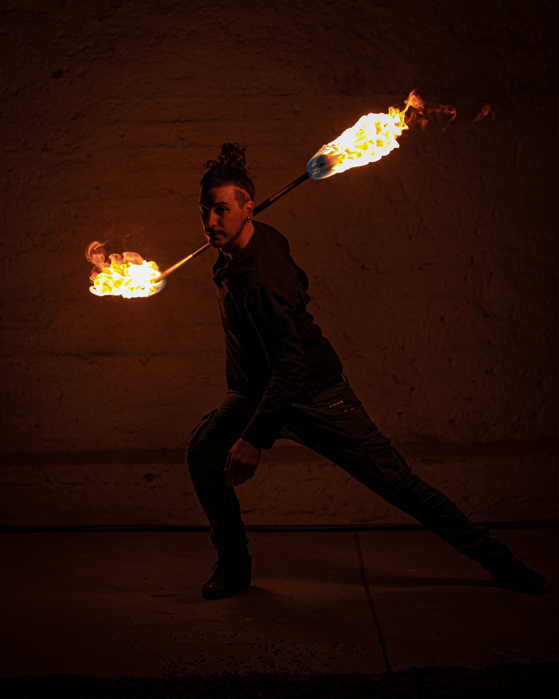 FIRE MECCA Fire Staff – 3 Inch Woven Kevlar MoonBlaze Head – Custom Length – Aluminum Tube Body – Flow, Spinning, Circus, Dance Prop – for Festivals, Ceremonies, & Performances